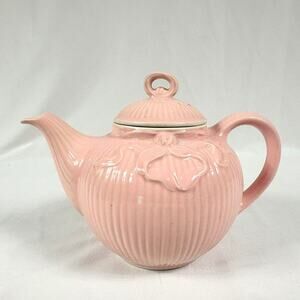 Vintage Hall Tea Pot Pink Ribbon/Bow 1940s Victorian - Small Glaze Flaw